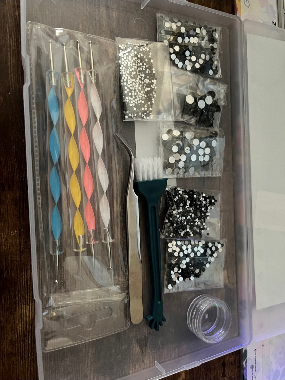 Art Dotting tool & black Rhinestone Set